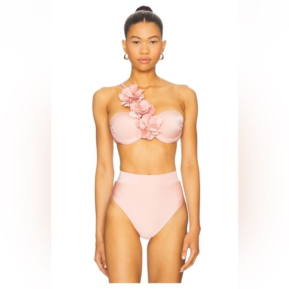NWT PatBO Lagoa Lycra Flower Applique Bikini - pink- S/M